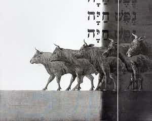 Rene Polak - Egyptische stieren, aquatint ets (zeer kleine oplage) verkocht voor € 50!