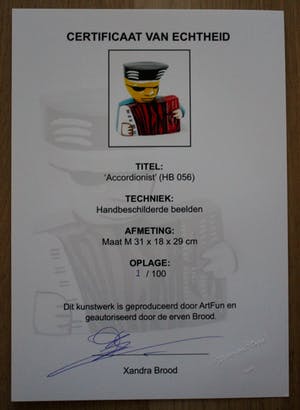 Herman Brood - Handbeschilderd 3D beeld: Accordionist (31 cm, met handgesigneerd certificaat) kopen? Bied vanaf 299!