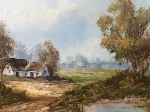 Buy Henner Knauf - (1901-1976) Olieverfschilderij Landschap? Bid from 65!