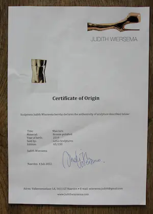 Judith Wiersema - Brons - Torso man kopen? Bied vanaf 1250!