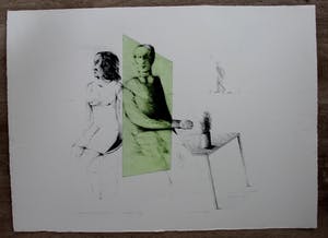 Kees Spermon - zeefdruk: conversation piece green - 1973 kopen? Bied vanaf 45!