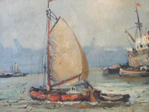 Jan Schipper - Olieverfschilderij - Havengezicht kopen? Bied vanaf 125!