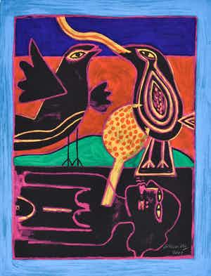 Corneille - Vliegende vogels boven een vrouw - H.C. verkocht voor € 250!