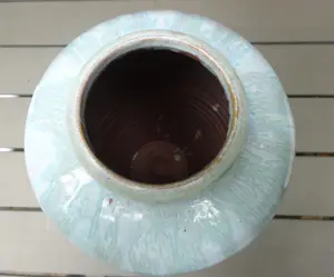 Pieter Groeneveldt - grote stroomglazuur vaas- turquoise -lichtblauw kopen? Bied vanaf 75!