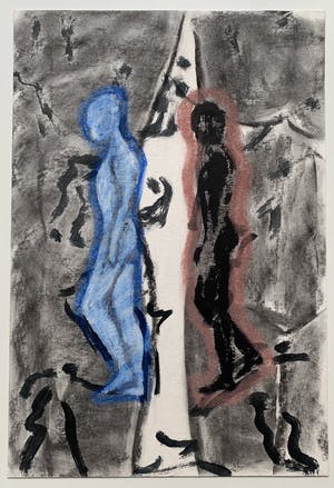 Peter van den Akker - Acrylverf op papier | 'Passages - Lonely step' | 1992 kopen? Bied vanaf 50!