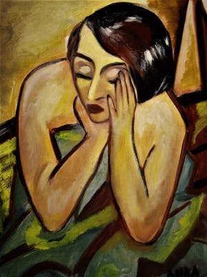 Niet of onleesbaar gesigneerd - Hongarije omstreeks 1950 - Olieverf - Naakt met gesloten ogen - gesigneerd kopen? Bied vanaf 1!