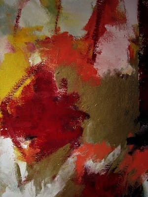 Mathieu Berden - 1977 - Krachtig Abstract Olieverf "Vierkant in Rood,Blauw en Goud" gesigneerd kopen? Bied vanaf 175!