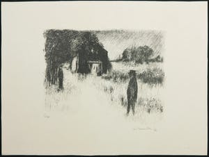 Metten Koornstra - Litho, Twee figuren in een duister landschap kopen? Bied vanaf 50!
