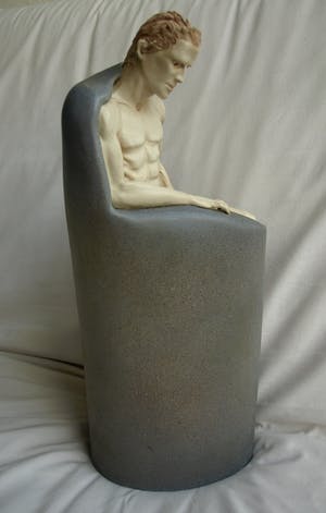 Els van Westerloo - Keramiek , ‘ Man komt uit de kast ‘ – 1985 – unicum – hoogte 43 cm. kopen? Bied vanaf 1!
