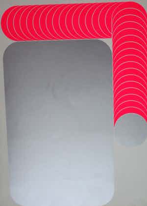 Thomas Lenk - Zeefdruk: Compositie in roze en metallic zilver - 1970 verkocht voor € 75!