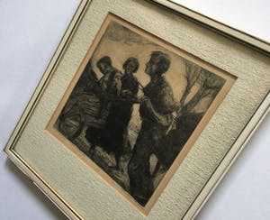 Dirk Boode - Voedselhalers winter 1944-45 | historische ets - ingelijst kopen? Bied vanaf 49!