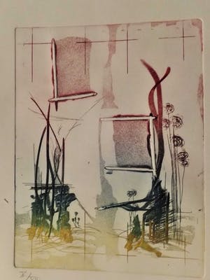 Olivier Beijn - Olivier Beijn (1978-) - kleurets - abstracte tuin kopen? Bied vanaf 19!