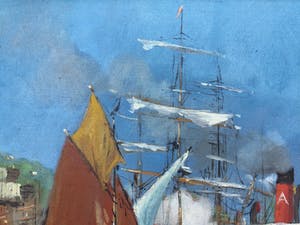 Frederik Amalius van Oostveen - Haven (Denemarken?) | Fraai olieverfschilderij kopen? Bied vanaf 100!