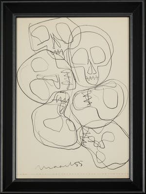 Siep van den Berg - Inkttekening, Schedels - Ingelijst kopen? Bied vanaf 60!