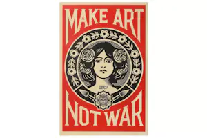 Buy Shepard Fairey - Make art not war lith 91x61cm? Bid from 9!