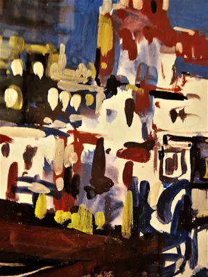 Jelle Hoogstra - Mooie expressionistische 1994 Gouache "stadsgezicht" profess. ingelijst kopen? Bied vanaf 73!