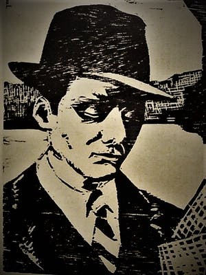 Olaf van der Beek - Kleine oplage (35) PoP-Art houtsnede "Bonnie&Clyde" - gesigneerd kopen? Bied vanaf 30!