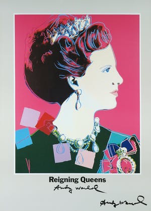 Andy Warhol - Gesigneerd affiche, Queen Margrethe II of Denmark - Reigning Queens - Ingelijst kopen? Bied vanaf 1!