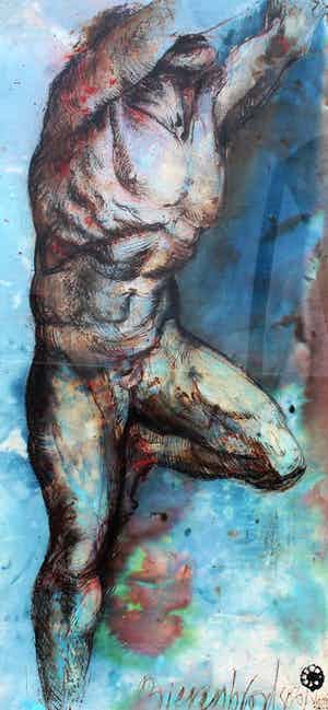 Gerti Bierenbroodspot - Grote gemengde techniek op papier: Venice - 2001 (prachtige lijst!) verkocht voor € 1499!