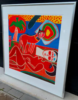 Corneille - Ingelijste zeefdruk: le chat rouge - 1997 (nette lijst!) kopen? Bied vanaf 599!