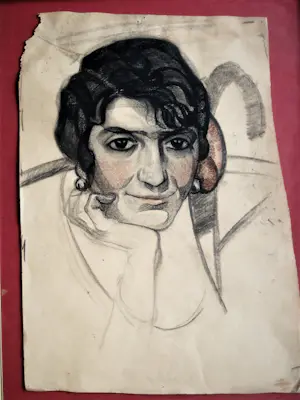 AcheterArjen Galema - Vroege (omstreeks 1920) gemaakt Houtskool portret jonge vrouw - mooi ingelijst? Enchérissez de 49!