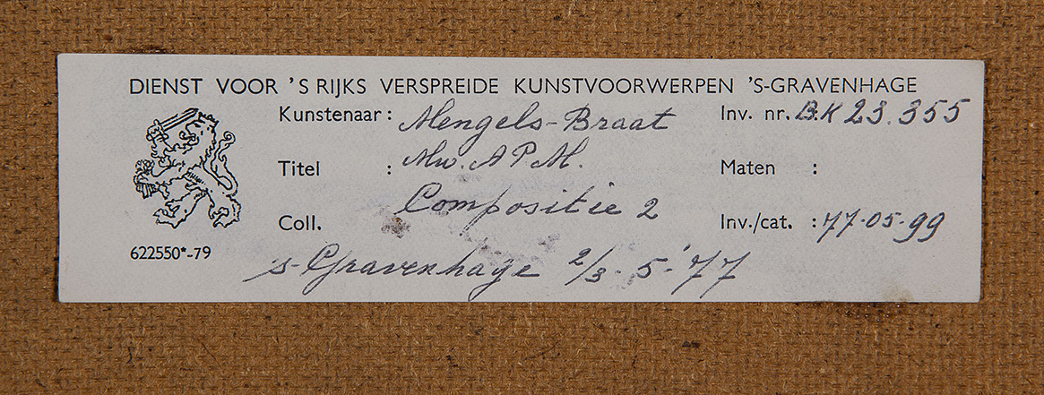 Pauline Braat - Compositie 2 - Kleurpotlood op papier - gesigneerd r.o. - BKR Den Haag - 1977 kopen? Bied vanaf 10!