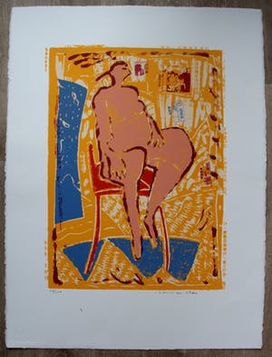 Dominique Chan - Kleurenzeefdruk: naakt op stoel kopen? Bied vanaf 39!