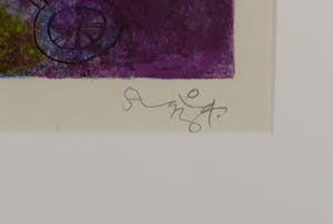 Shahid Parvez - Zeefdruk, Paarse olifant - Ingelijst kopen? Bied vanaf 1!