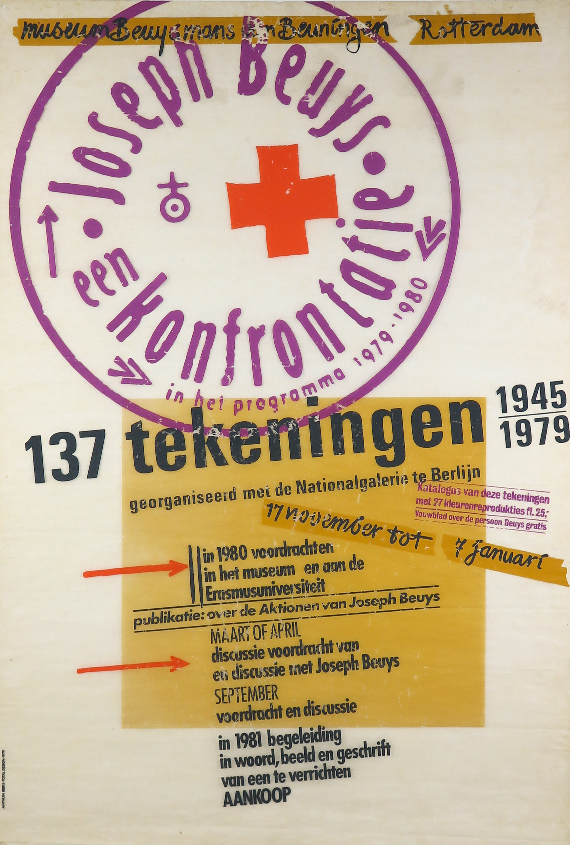 Joseph Beuys - een Konfrontatie - Transparant tentoontstellingsaffiche, Boijmans van Beuningen kopen? Bied vanaf 70!
