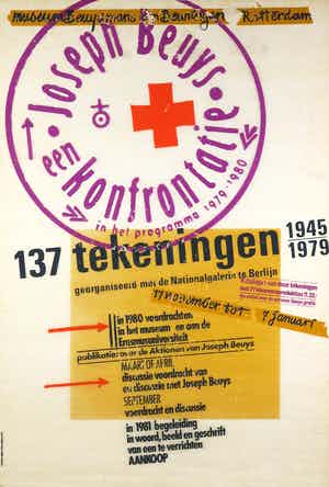 Joseph Beuys - een Konfrontatie - Transparant tentoontstellingsaffiche, Boijmans van Beuningen verkocht voor € 70!
