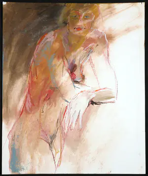 Franscz Witte - Gemengde techniek op papier, Leunend naakt kopen? Bied vanaf 1!