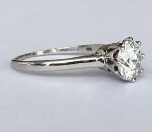 14 kt witgouden art deco solitair 1.14 crt verlovsring kopen? Bied vanaf 2000!