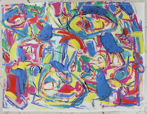 Niet of onleesbaar gesigneerd - Acryl op papier, Abstracte compositie kopen? Bied vanaf 1!