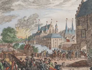 Simon Fokke - Den Haag Hofvijver Binnenhof Plundering 1770 kopen? Bied vanaf 40!