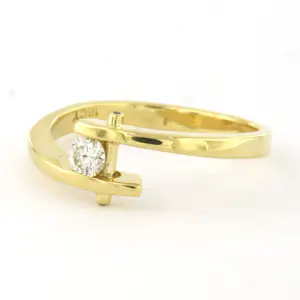 18k geel gouden ring met briljant geslepen diamant tot. 0.20ct – F/G - VS/SI kopen? Bied vanaf 625!