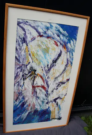 Jan Cremer - Ingelijste olieverf: azende adelaar - 1986(groot werk!) kopen? Bied vanaf 2995!