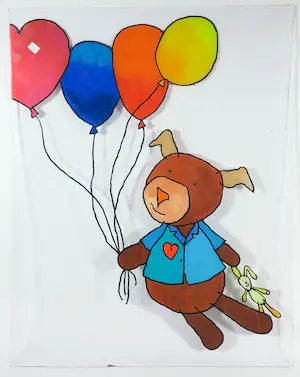 Ella Steenmeijer - Acryl op plexiglas, Kindertekening kopen? Bied vanaf 1!