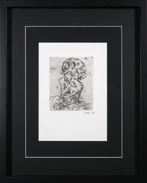 Asger Jorn - Ets en droge naald op handgeschept Japon, Friedhof der Maulwürfe - Ingelijst kopen? Bied vanaf 1!