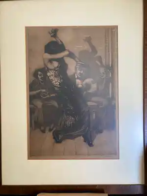 Frans Hogerwaard - Flamencodanseres met gitaristen in een kroegje. vendu pour 40€ !