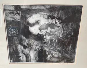 Niet of onleesbaar gesigneerd - Abstracte Ets "Samaritaan" uit 1972 - gesigneerd Joh. Zutphen? kopen? Bied vanaf 10!