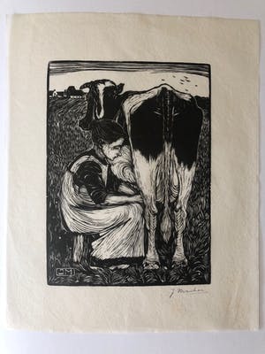 Jan Mankes - Houtsnede Koemelkster kopen? Bied vanaf 295!
