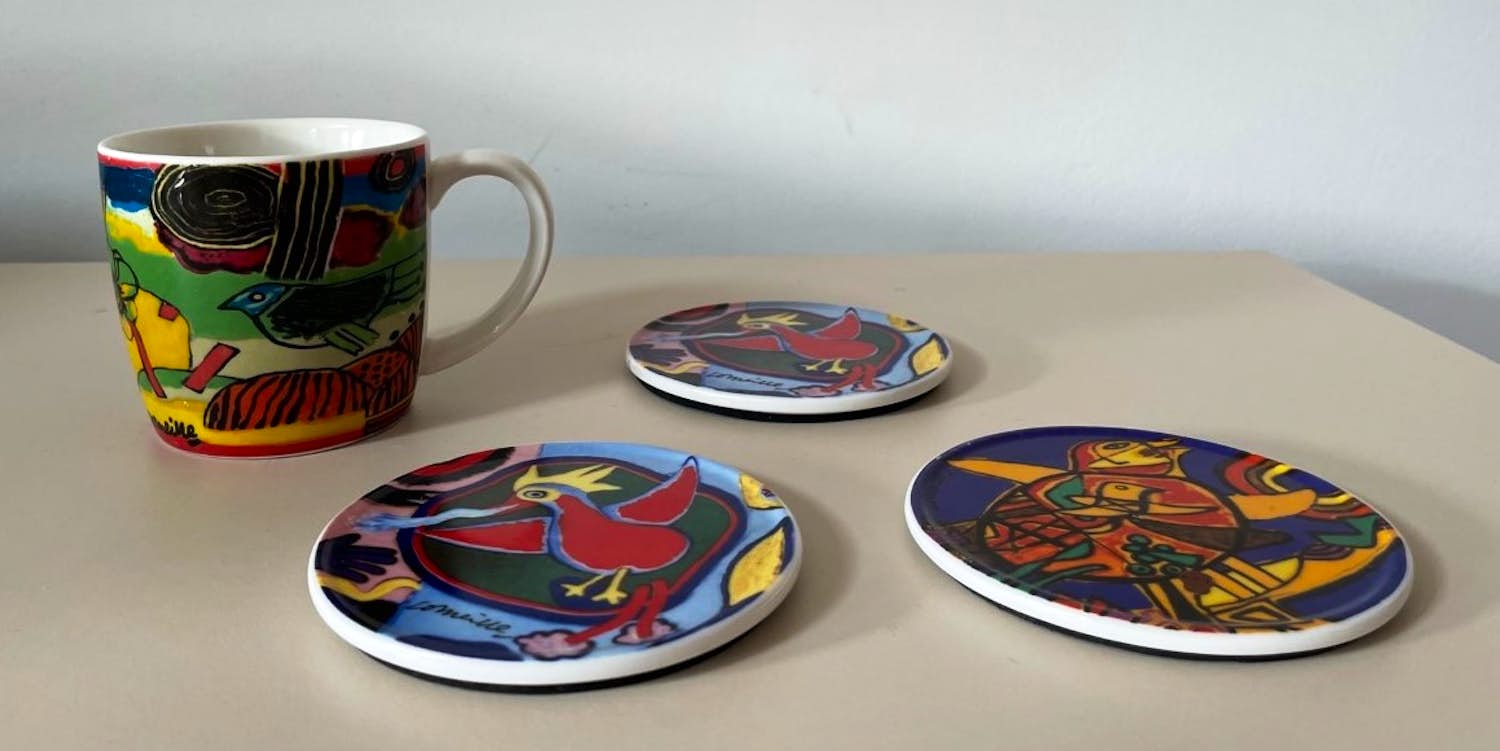 Corneille - Mok + drie onderzetters kopen? Bied vanaf 1!