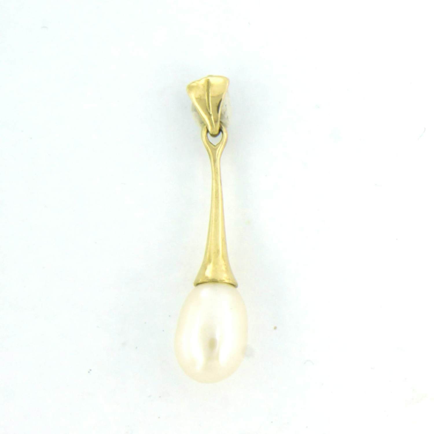14k geel gouden hanger met een parel - afm. 2.5 cm x 5.9 mm kopen? Bied vanaf 70!
