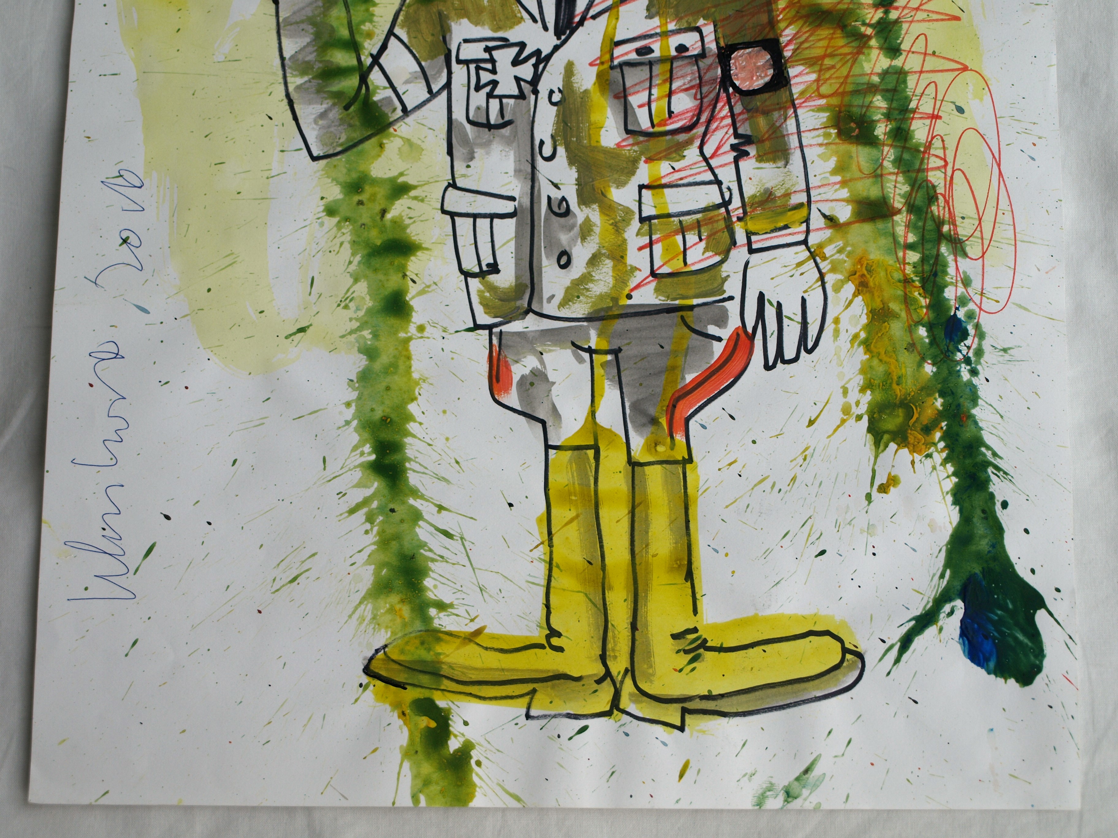Peter Klashorst - Aquarel , Mickey Mouse als Adolf – 2016 kopen? Bied vanaf 30!