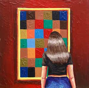 Gerard Boersma - New Harmony (Vrouw kijkend naar schilderij van Paul Klee) verkocht voor € 75!