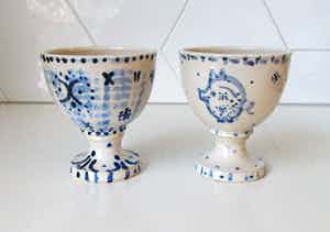 Sjoerd Jonkers - Twee Studio Keramische blauw witte bokalen verkocht voor € 30!