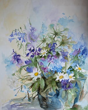 Niet of onleesbaar gesigneerd - Aquarel: Zomers boeket - 1991 kopen? Bied vanaf 10!