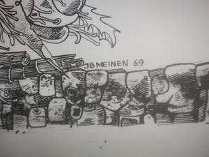 Jan Bernard Meinen - Grote pentekening. Stad. kopen? Bied vanaf 50!