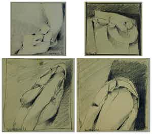 Fon Klement - 4 Tekeningen , schetsen uit de jaren ‘80 verkocht voor € 100!