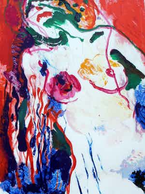 Kees van Bohemen - Ingelijste zeefdruk: naakt - 1977 (nette houten lijst!) verkocht voor € 225!